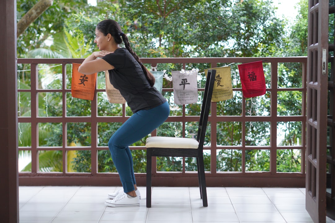 Chair squat sit to stand exercise