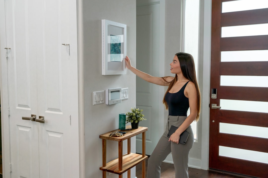 Modern clean bathroom with smart technology devices