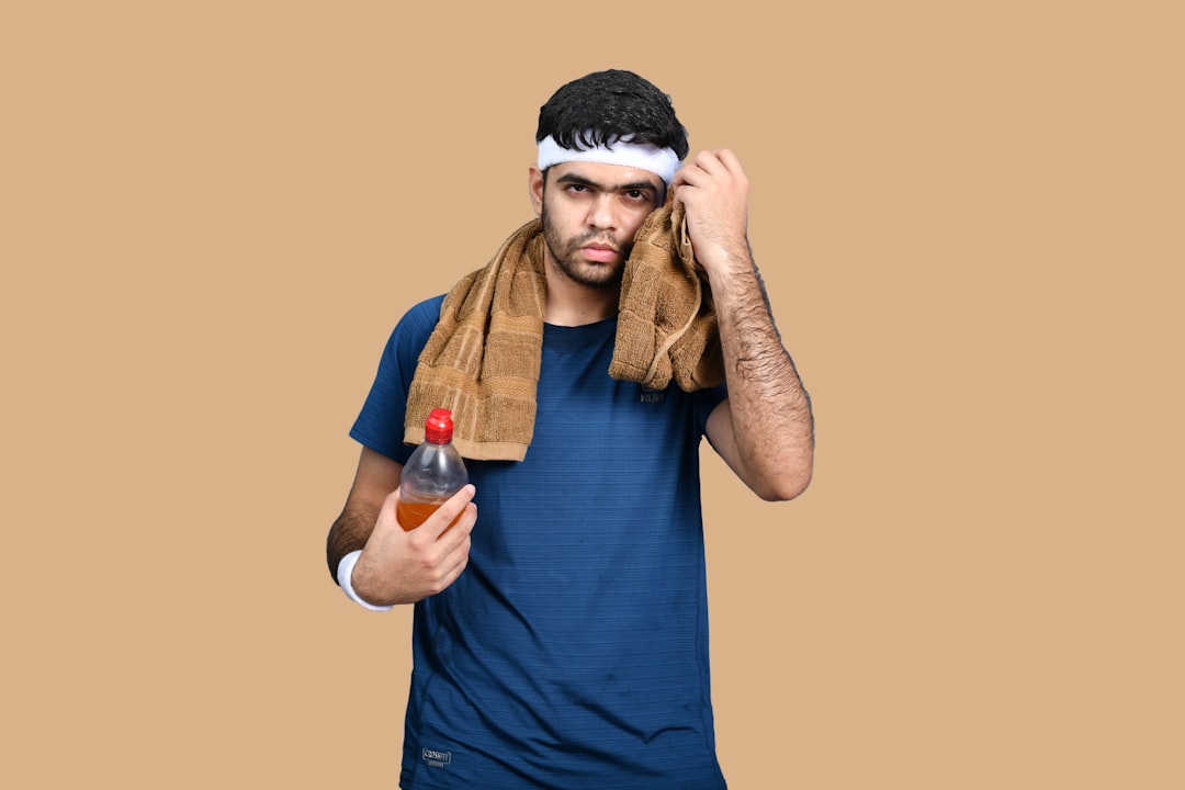 Cooling towel around neck during exercise