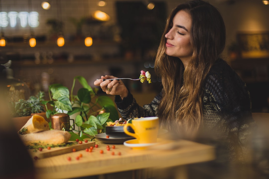 woman eating healthy dessert