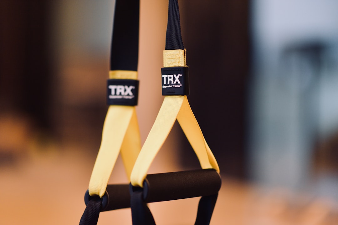 Suspension trainer set up for bodyweight exercise at home