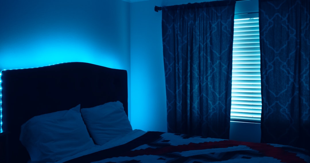 Peaceful dark bedroom scene at night