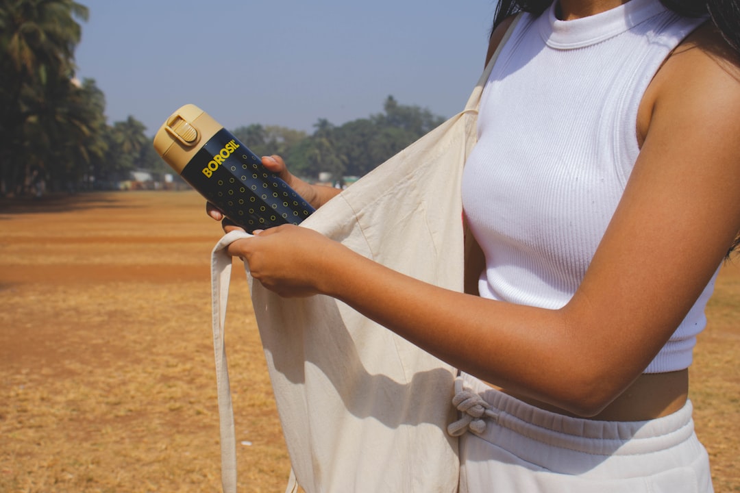 Cooling towel around neck after workout