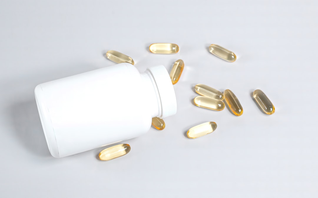 Vitamin D3 supplement bottle on counter