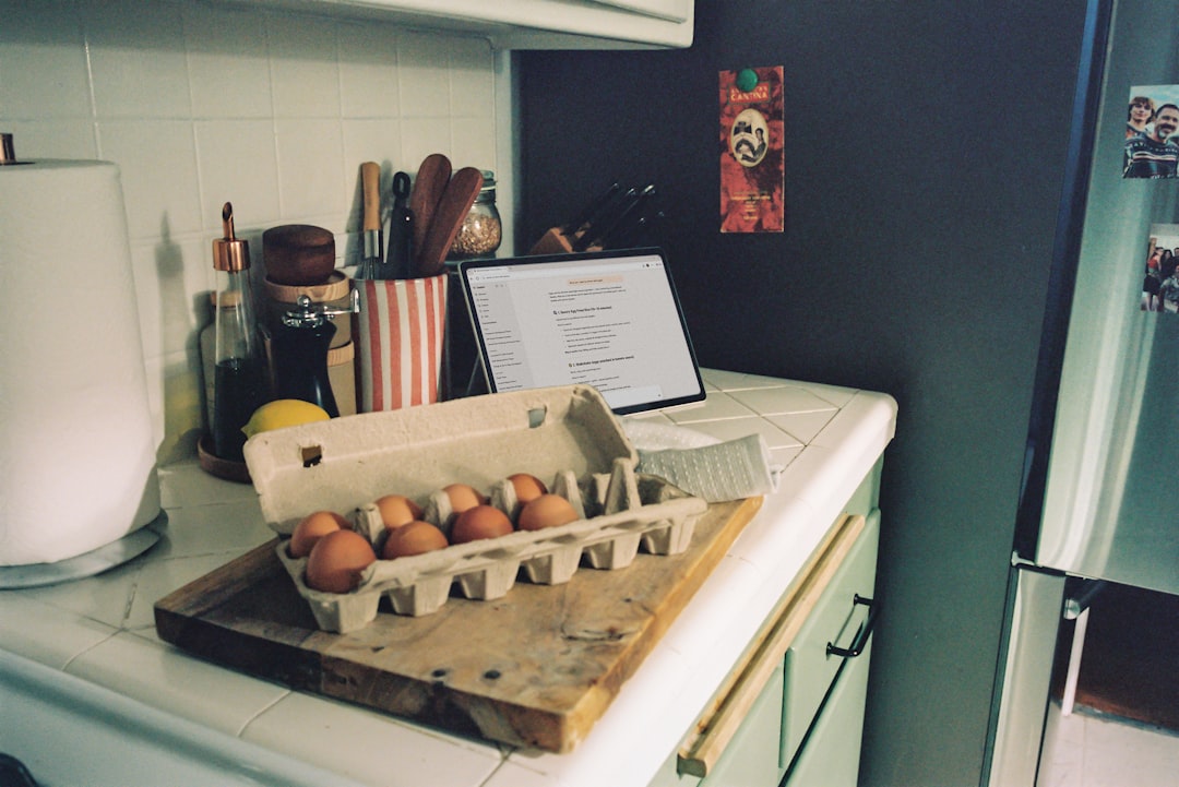 Organized supplement bottles and vitamins arranged neatly on a kitchen counter