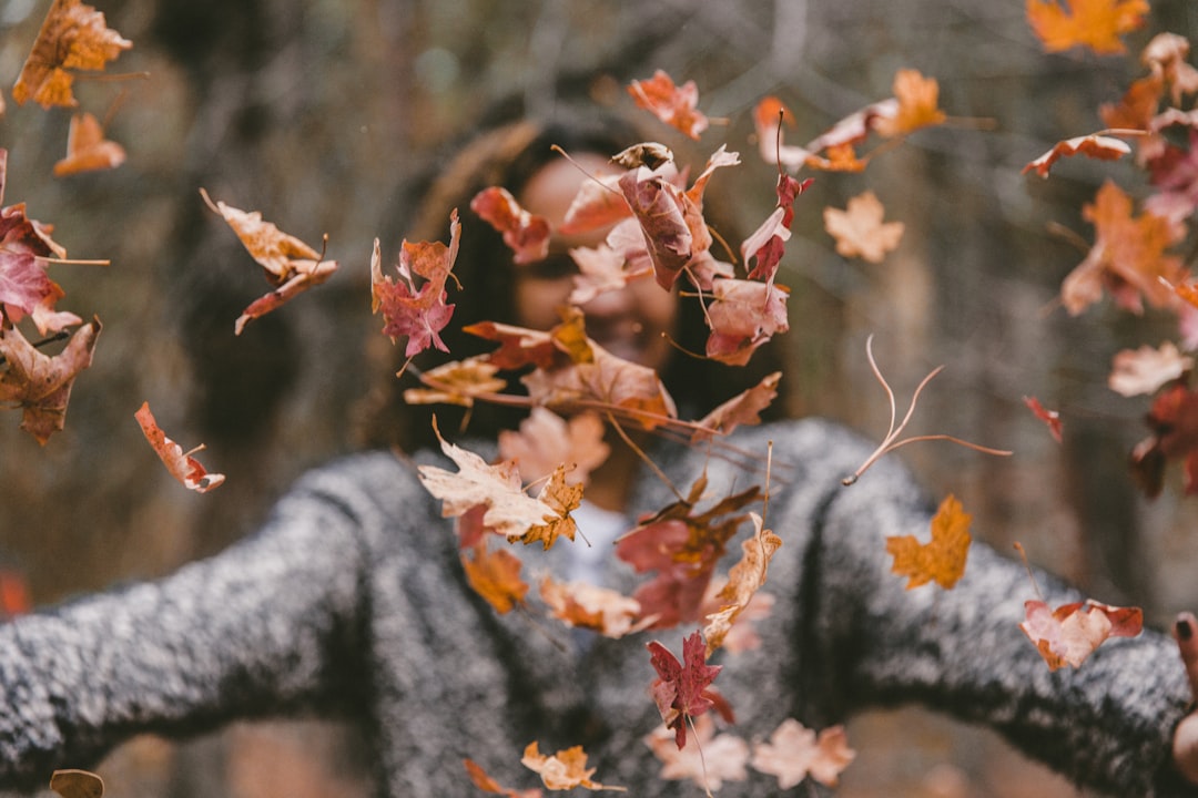 Runner stretching beside a trail surrounded by autumn foliage