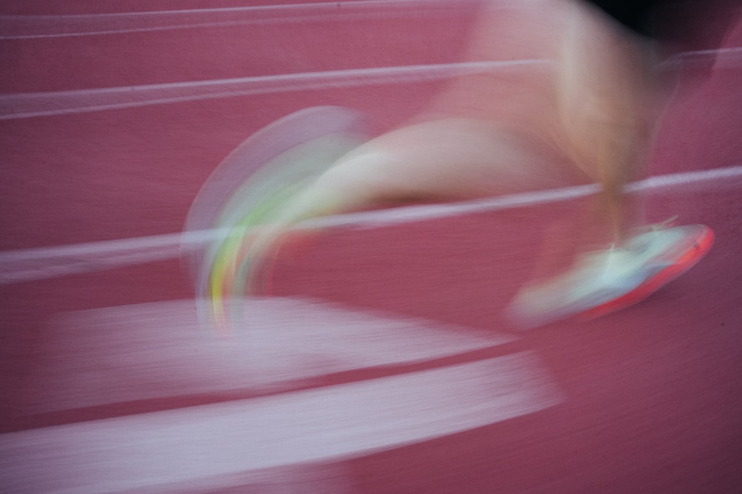 Track athlete training outdoors on a running track