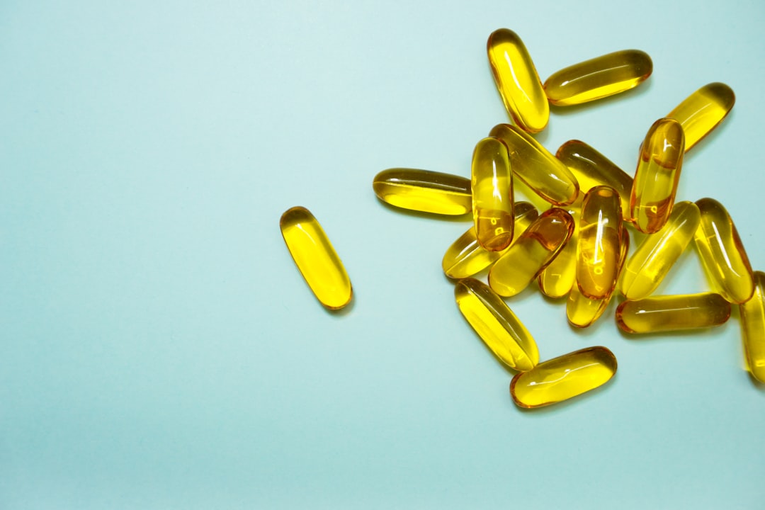 Gelatin supplement capsules close up