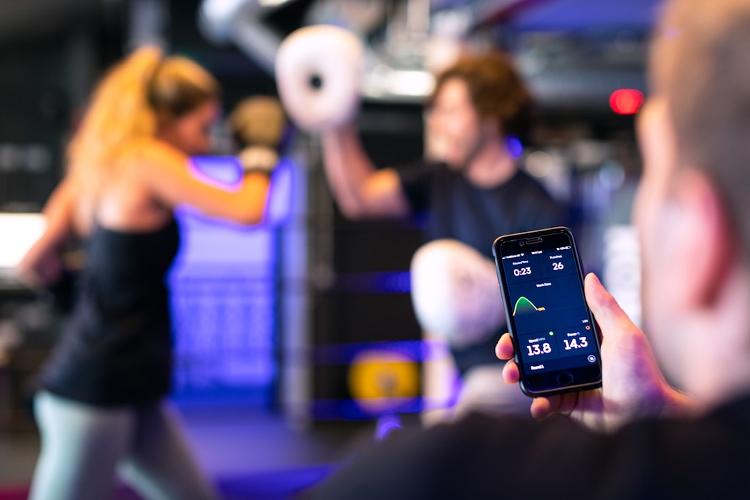 Smartphone fitness app tracking workout data