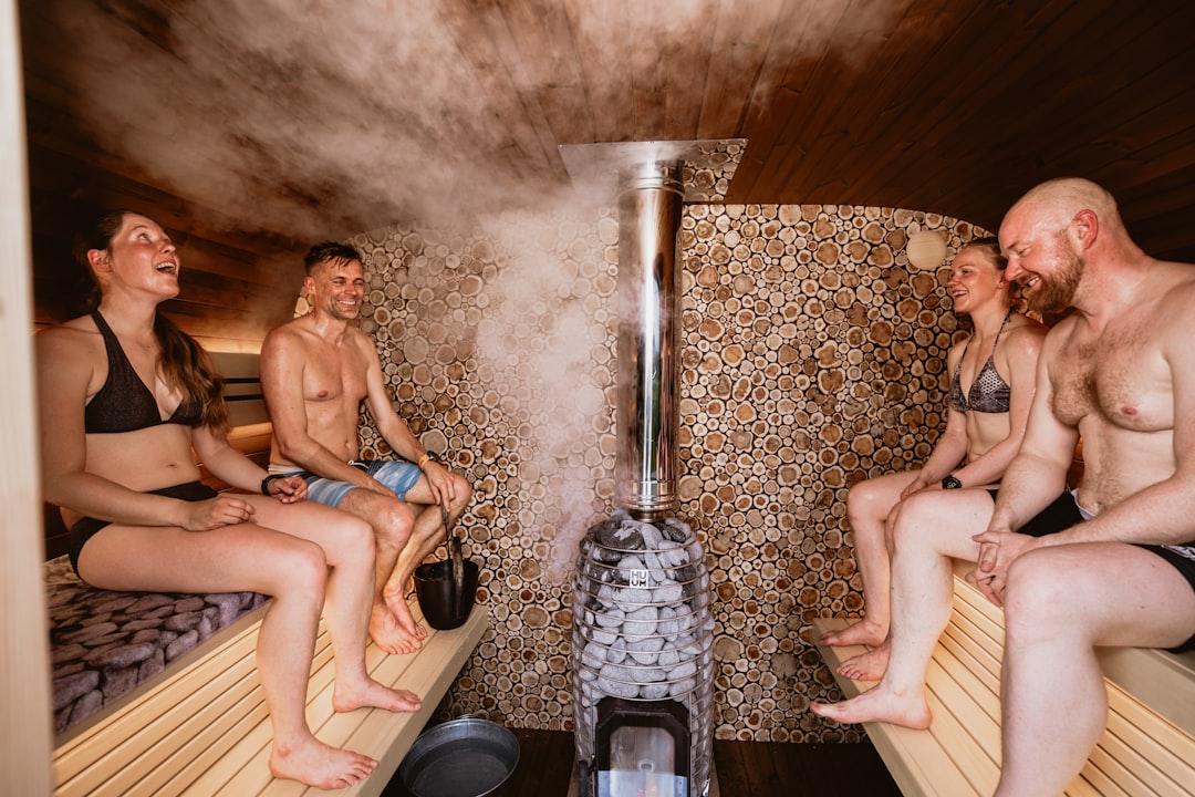 Portable steam sauna tent set up at home