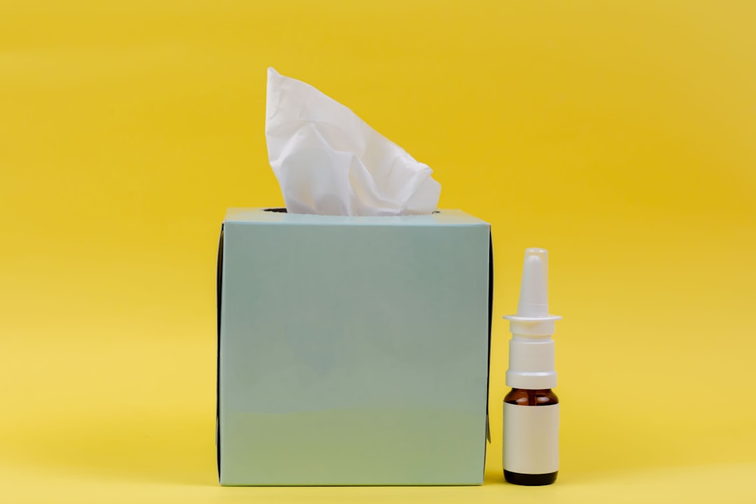 Nasal spray bottle and tissue box