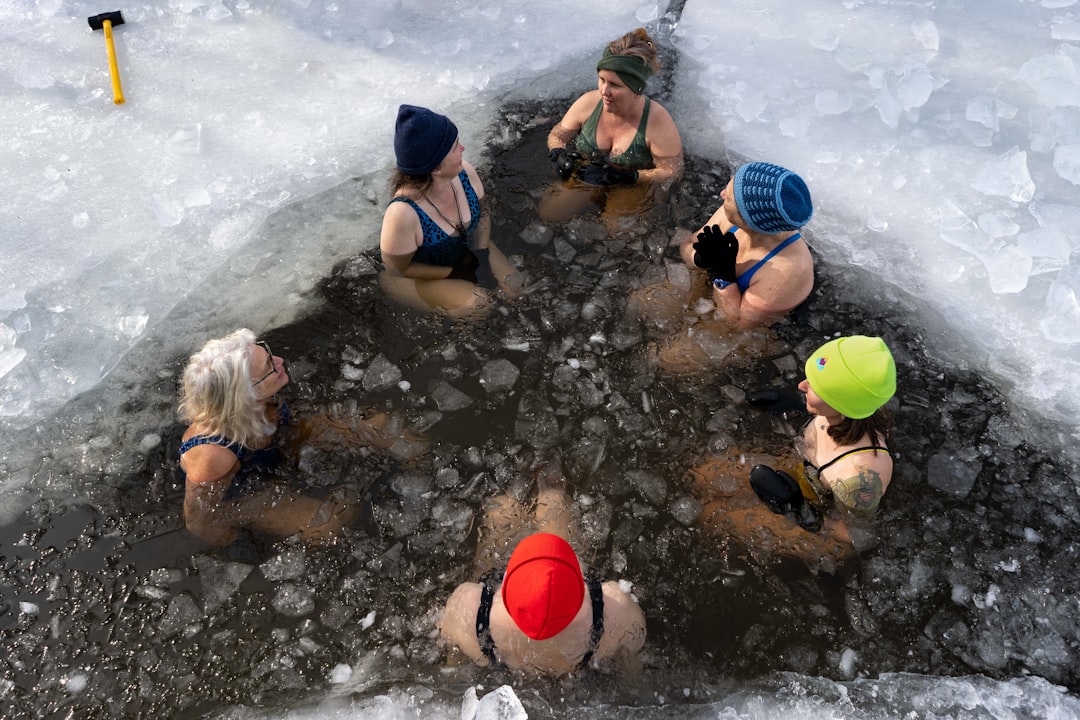 Cold plunge ice bath as contrast to heat therapy