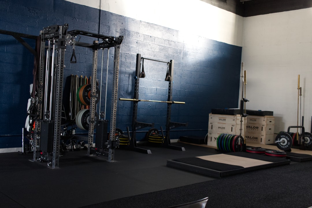 Strength training with cable machine in home gym