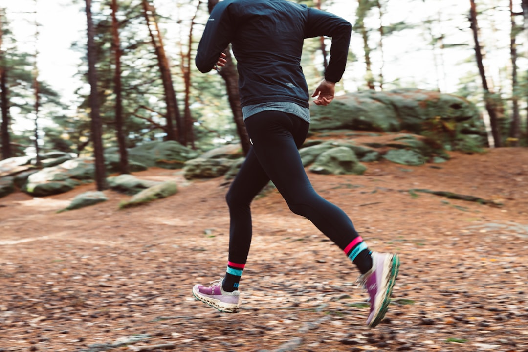 Compression socks worn by a runner