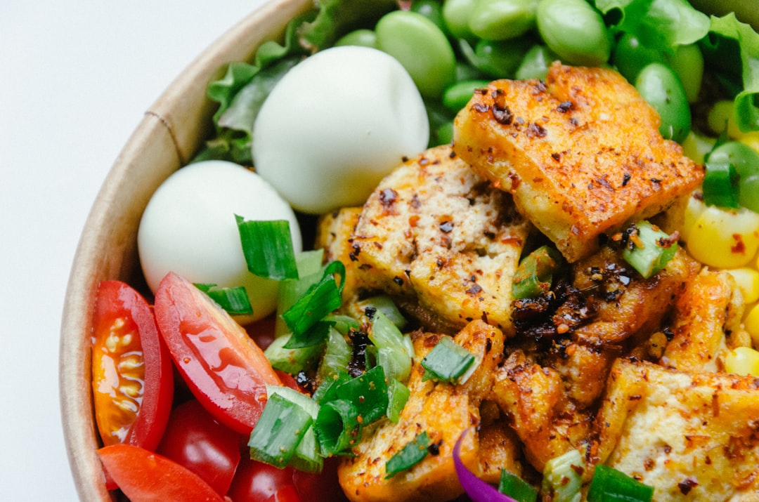 Healthy protein bowl with eggs for breakfast