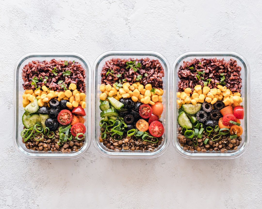 Healthy meal prep containers with balanced meals