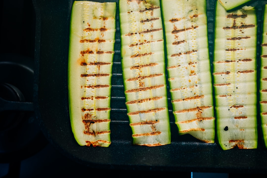 Grilled zucchini and summer squash vegetables on a platter