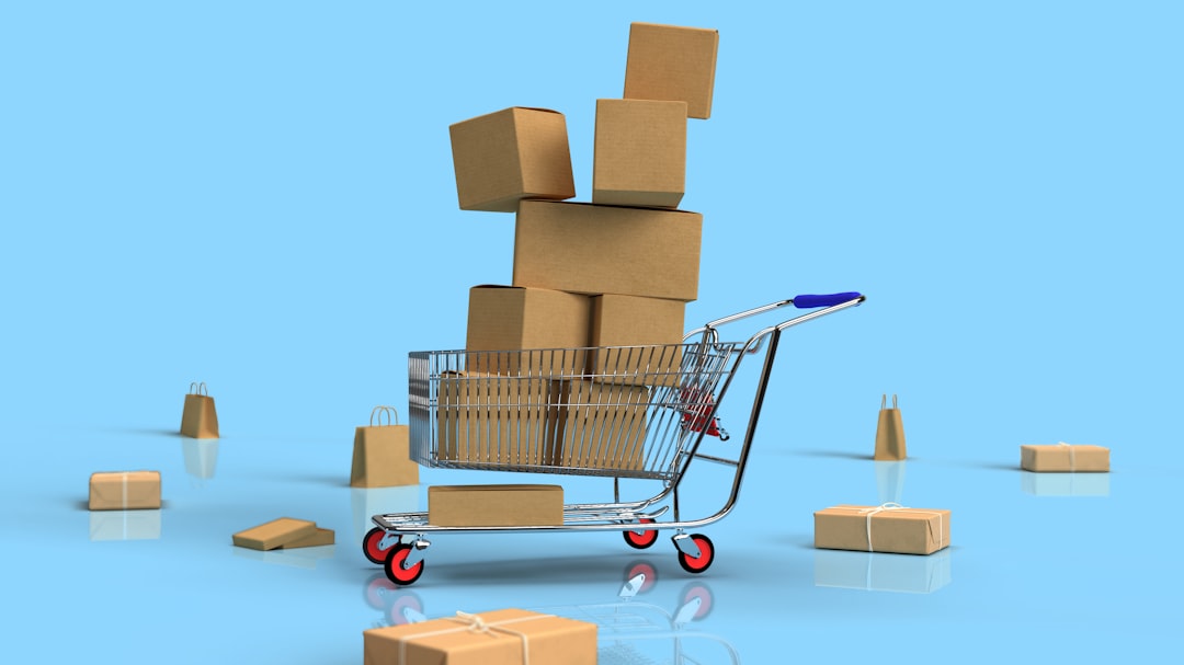 Shopping cart overflowing with boxes, symbolizing big sale-season buying