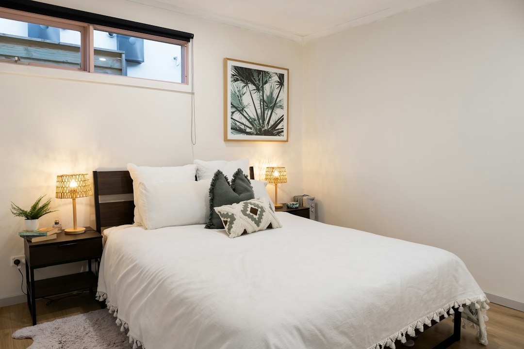 Calm, tidy bedroom set up for quality sleep