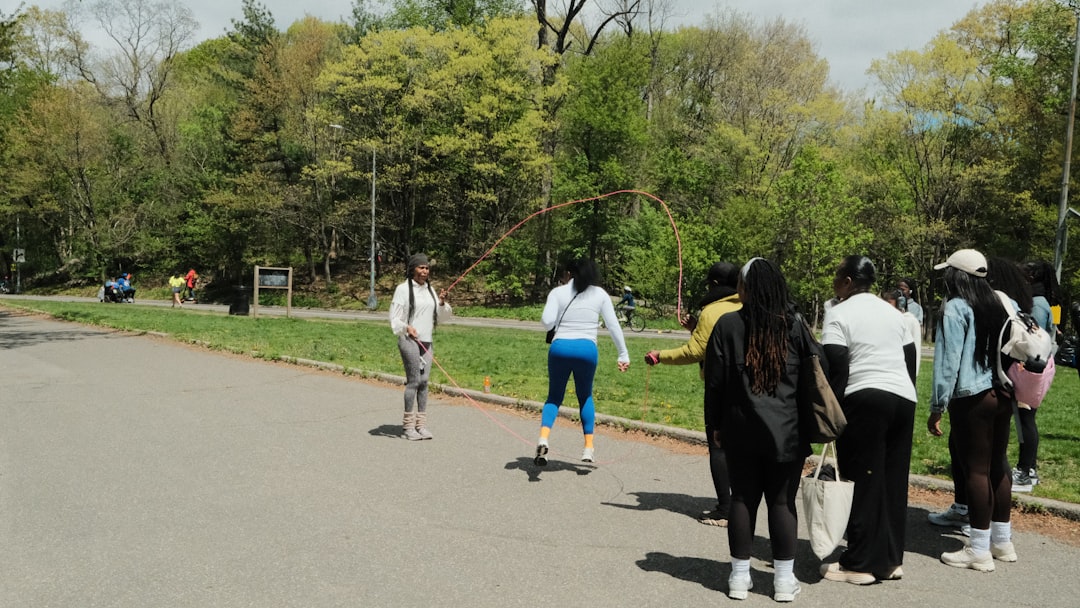 Woman jumping rope outdoors during a workout