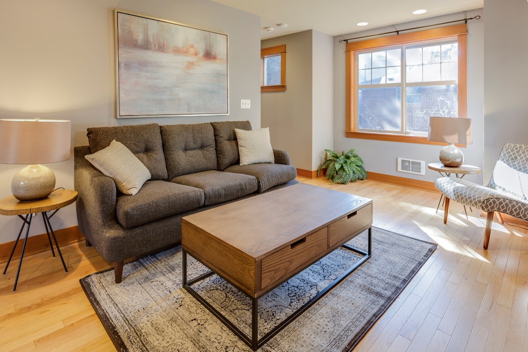 Modern living room with large windows, the space where sealed-season air quality matters most